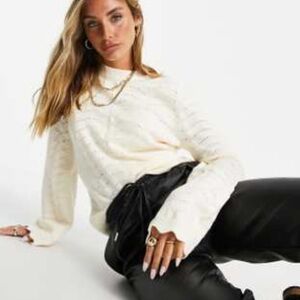 Fashion Union pointelle sweater in cream